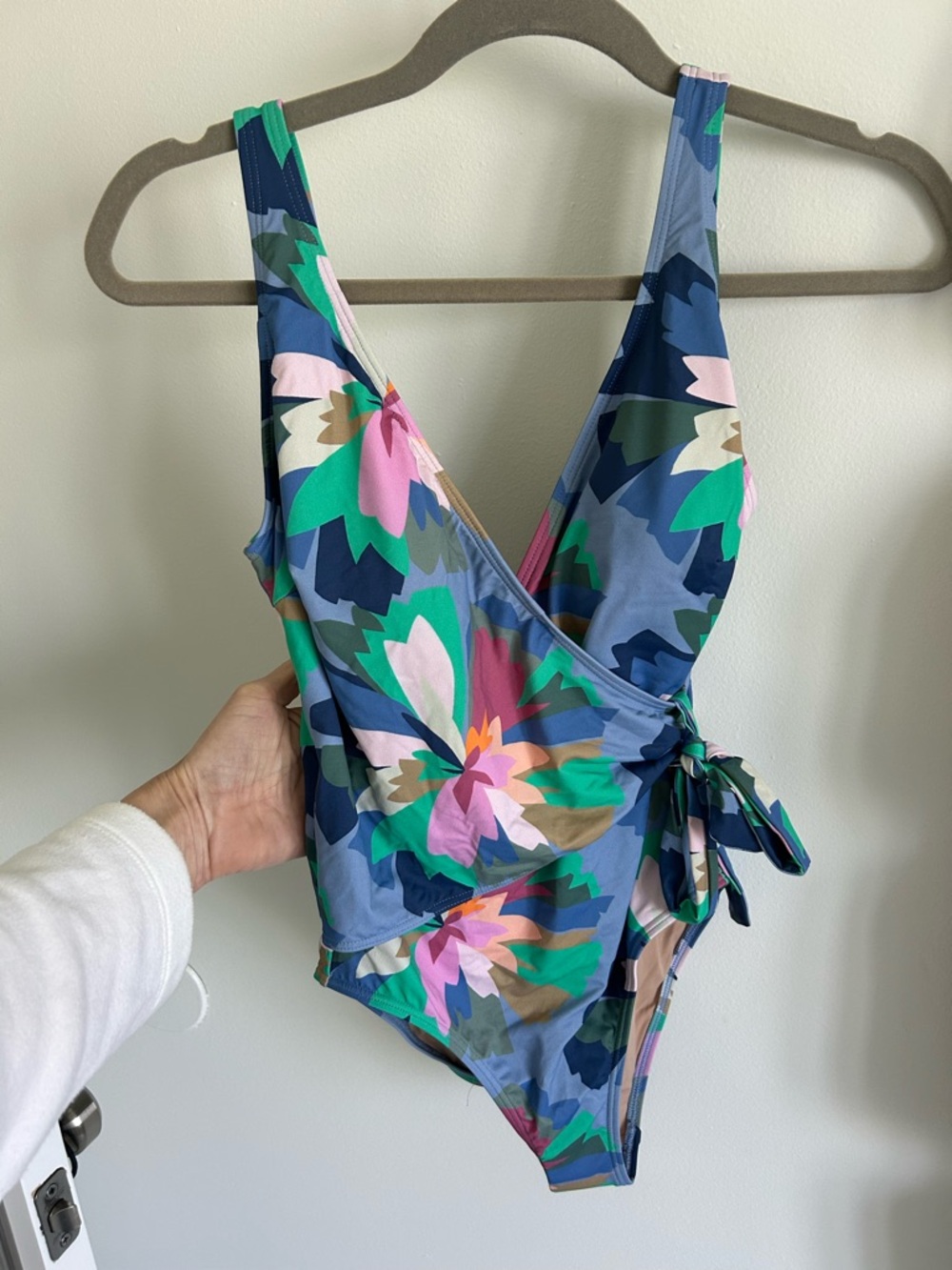 Gap Floral Wrap One-Piece Swimsuit in Blue and Green